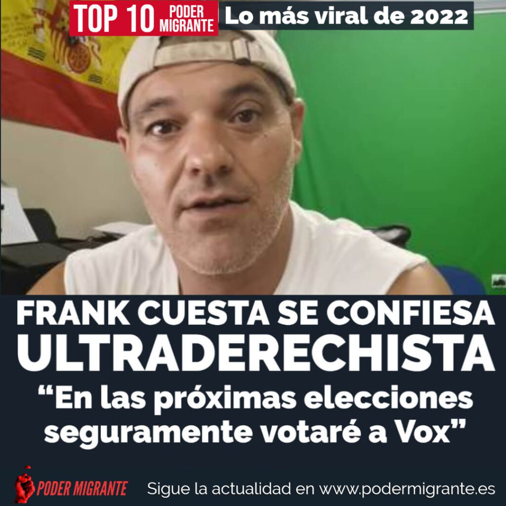 FRANK CUESTA SE CONFIESA ULTRADERECHISTA. “En las próximas elecciones votaré a Vox.”
