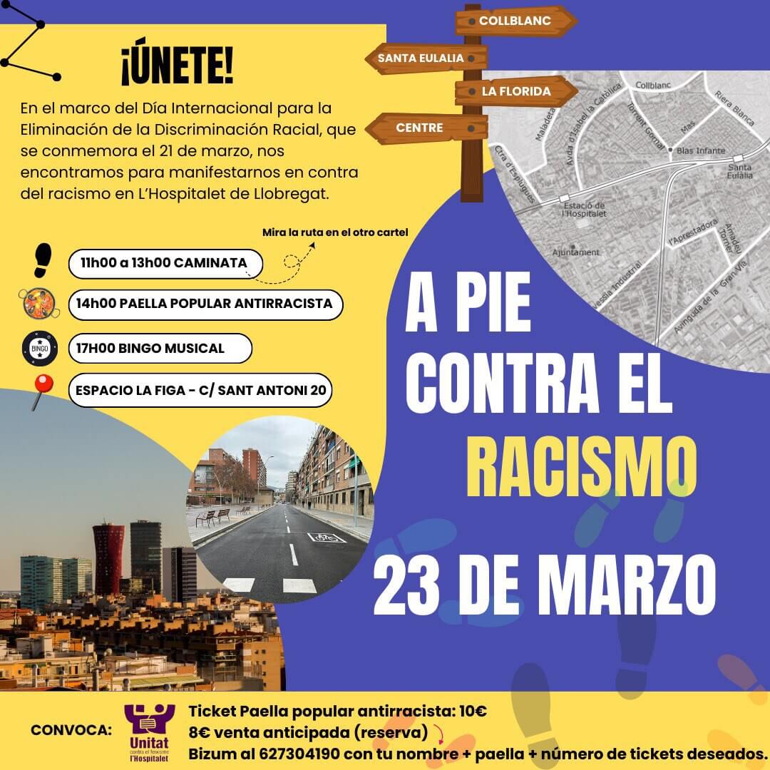 Marcha “A pie contra el racismo” L'Hospitalet de Llobregat, Barcelona