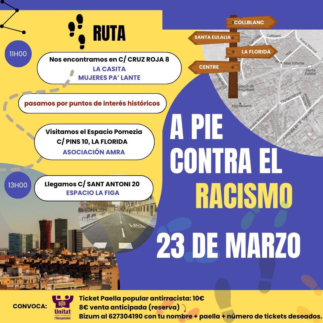 Marcha “A pie contra el racismo” L'Hospitalet de Llobregat, Barcelona
