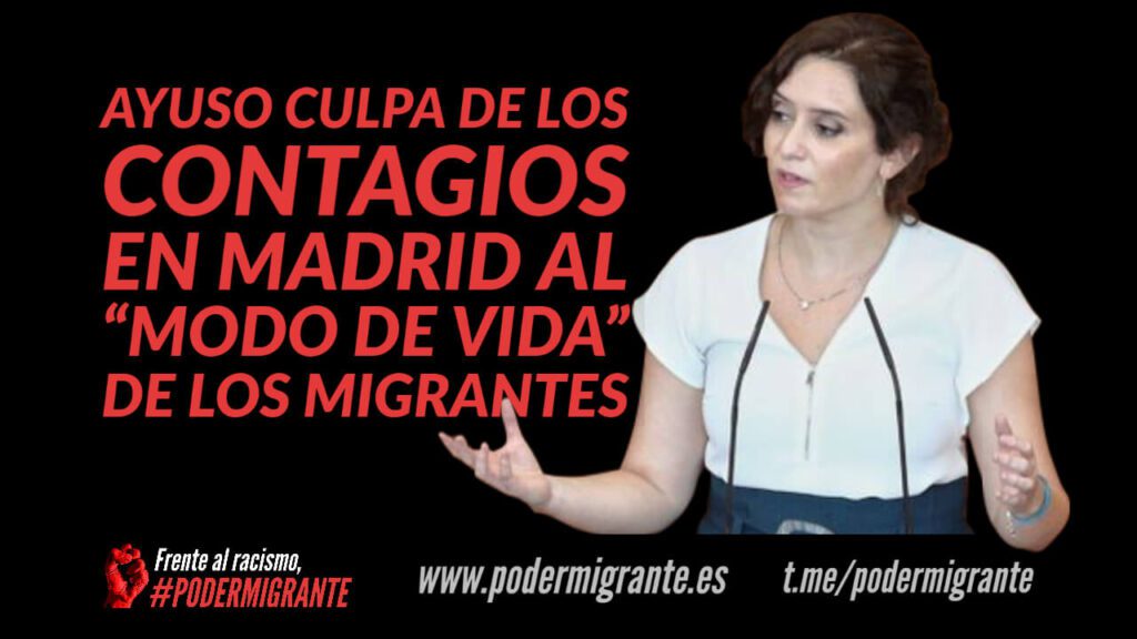 DÍAZ AYUSO CULPA DE LOS CONTAGIOS EN MADRID AL "MODO DE VIDA" DE LOS MIGRANTES