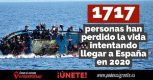 1.717 PERSONAS MIGRANTES HAN PERDIDO LA VIDA intentando llegar a España en 2020