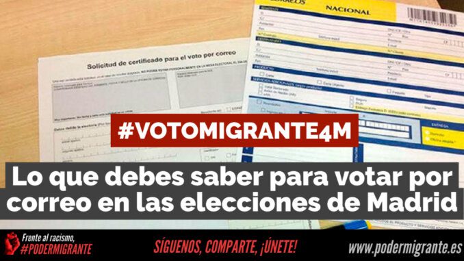 #VotoMigrante4M | Lo que debes saber para ejercer el voto por correo en las elecciones de Madrid #VotoMigrante4M | Lo que debes saber para ejercer el voto por correo en las elecciones de Madrid