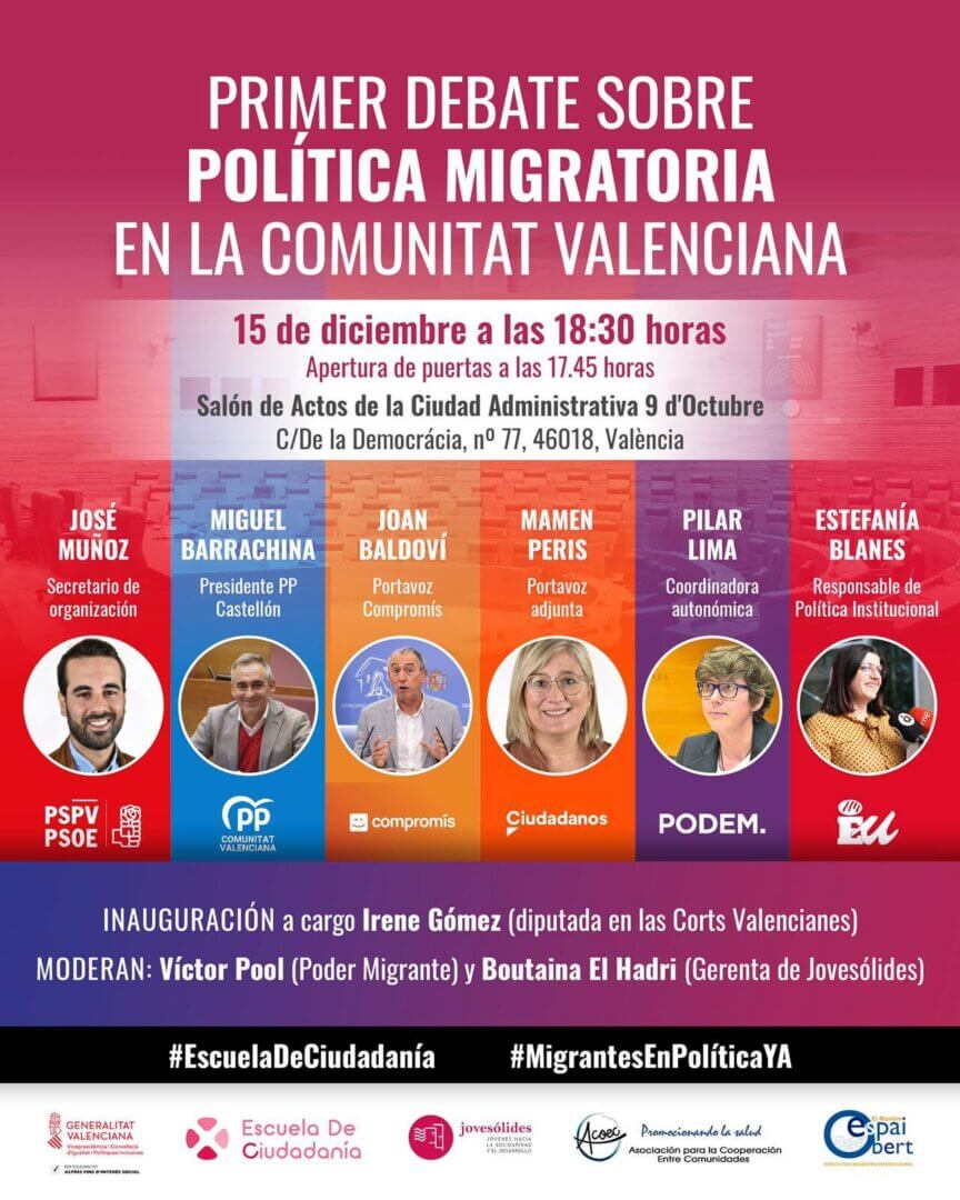 #VotoMigrante2023 | Primer debate sobre política migratoria en la Comunitat Valenciana