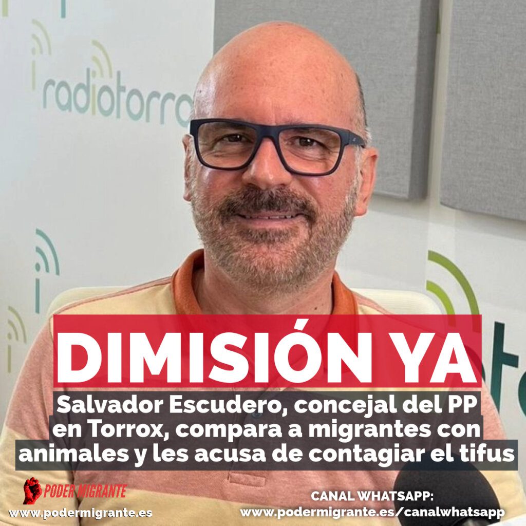 Salvador Escudero, concejal del PP en Torrox, compara a migrantes con animales y les acusa de contagiar el tifus